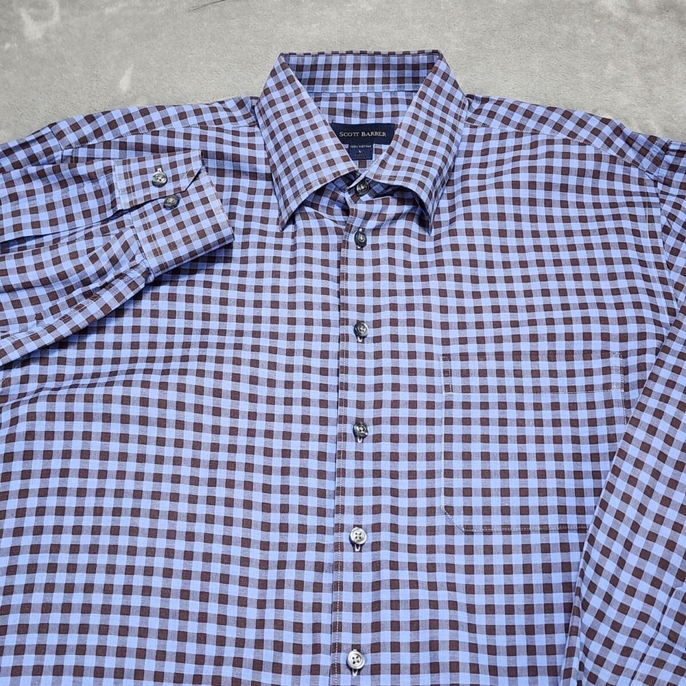 NWT! Scott Barber Blue and white Checkered Men's Shirt